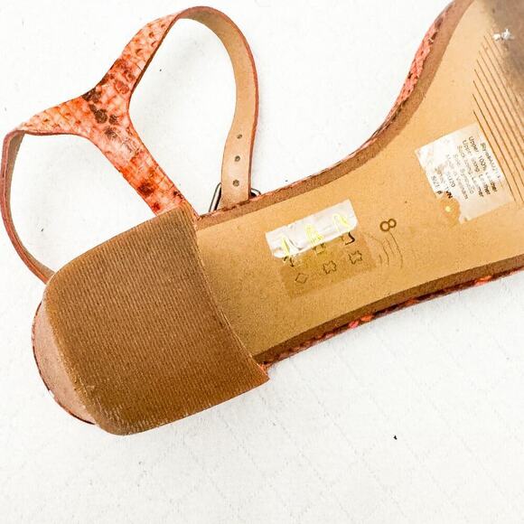 Madewell Orange Snakeskin Print Strappy Open Toe Block Heel Sandal Size 8 - Picture 3 of 4